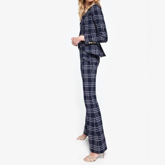 NWOT Smythe Bootcut Pant In Navy Plaid Grid Size 12 - Picture 3 of 10